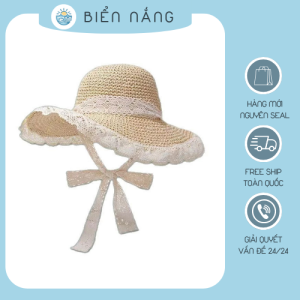Mũ Cói Tán To Vành Ren – Che Nắng Sang Trọng, Chuẩn Nàng Thơ Biển
