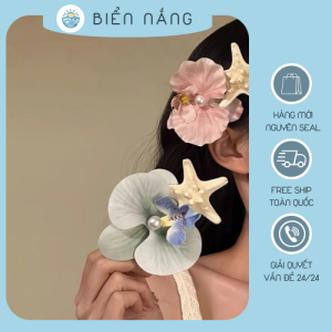 Kẹp Cài Tóc Hoa Lan & Sao Biển – Phụ Kiện Tóc Phong Cách Đảo