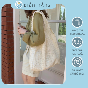 Túi Tote Đi Biển Thêu Ren Hoa Anh Đào Vibe Nàng Thơ Bản Mới Summer 2025