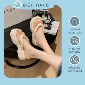 Dép Xỏ Ngón Nữ Đế Cao 5cm, Chất Liệu EVA Nhẹ Êm, Dép Đi Biển