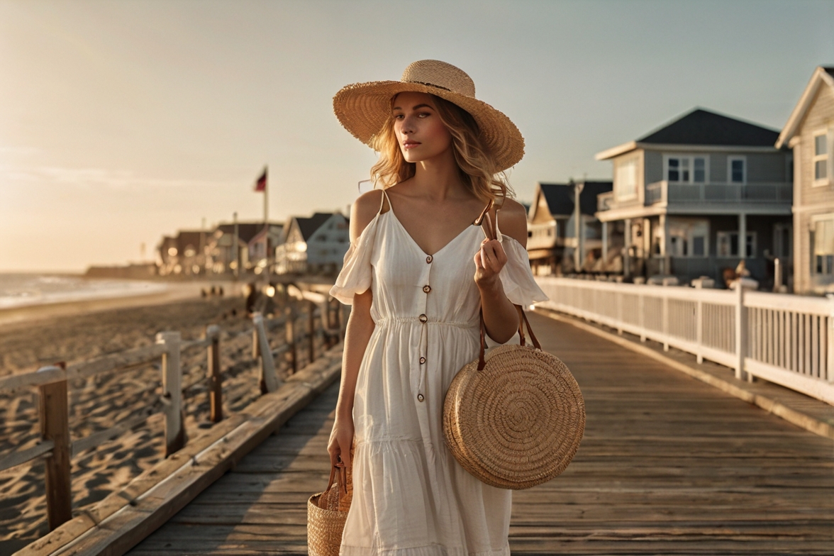 Phối đồ cùng túi cói thời trang - túi xách cói đi biển